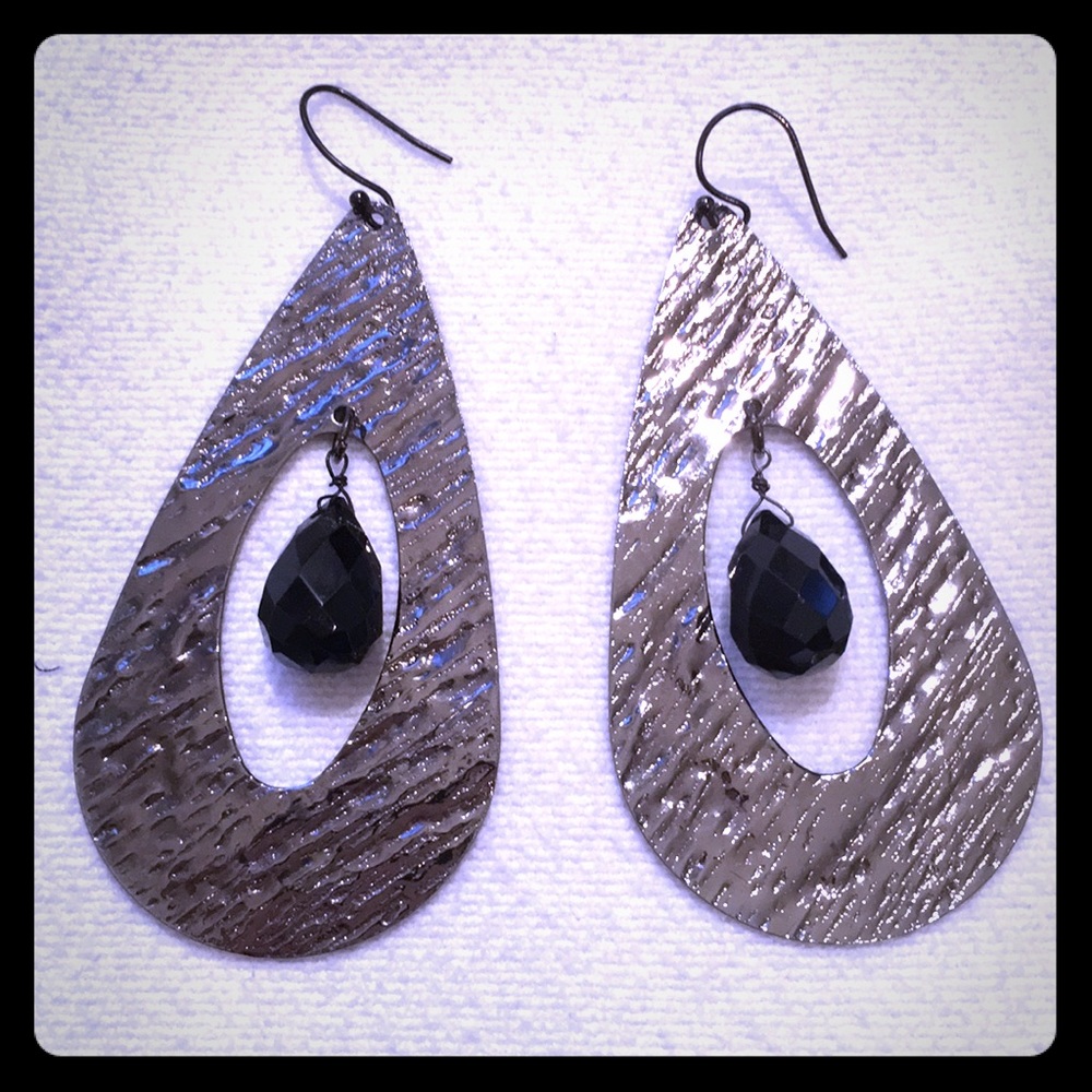 Gunmetal and black dramatic statement earrings